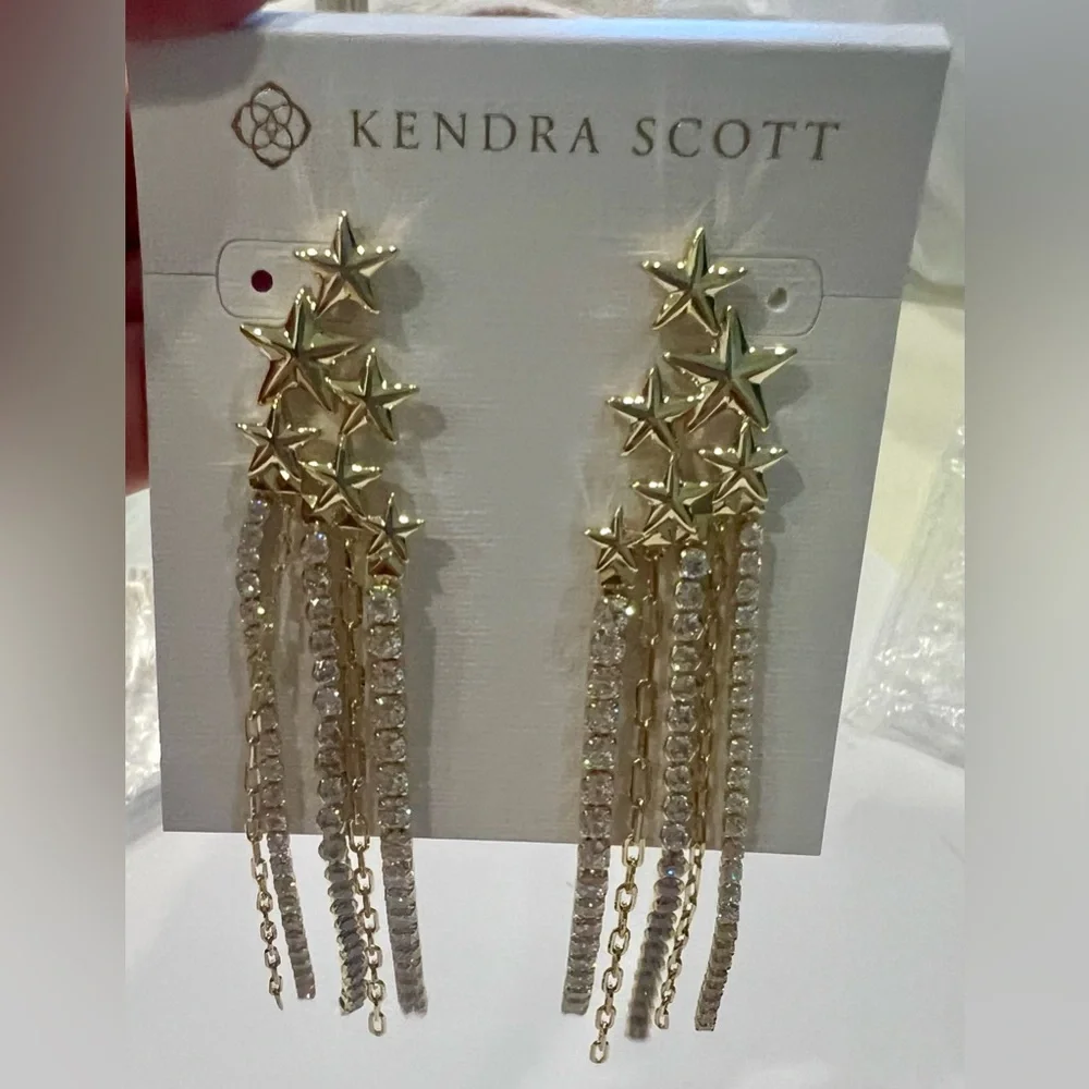 NWT- Kendra Scott Cassidy Gold Statement Earring Dangling - Picture 3 of 7
